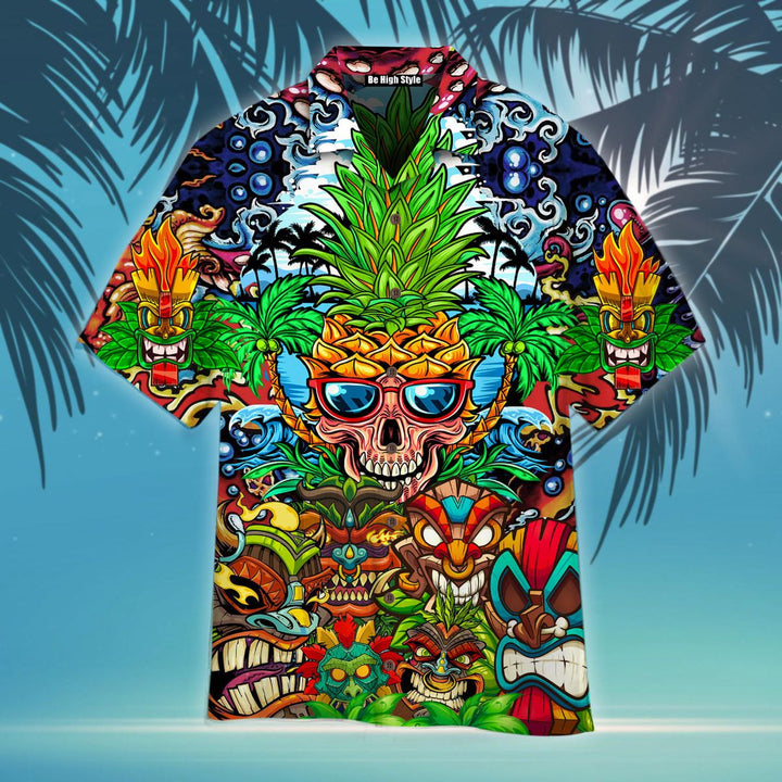 Awesome Colorful Tiki Skull Pineapple Aloha Hawaiian Shirt | For Men & Women | HW1048-BehighStyle