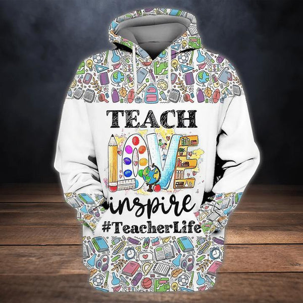 Awesome Teach Love Inspire Teacher Life 3D All Over Print | For Men & Women | Adult | HP1791-BehighStyle