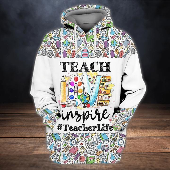 Awesome Teach Love Inspire Teacher Life 3D All Over Print | For Men & Women | Adult | HP1791-BehighStyle