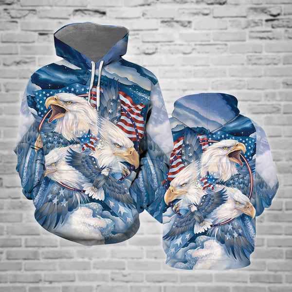 Bald Eagle Blue American Flag Patriotic 3D All Over Print | Adult | HP1417