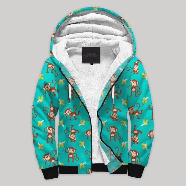 Banana And Monkey Fleece Zip Hoodie All Over Print | FZ889