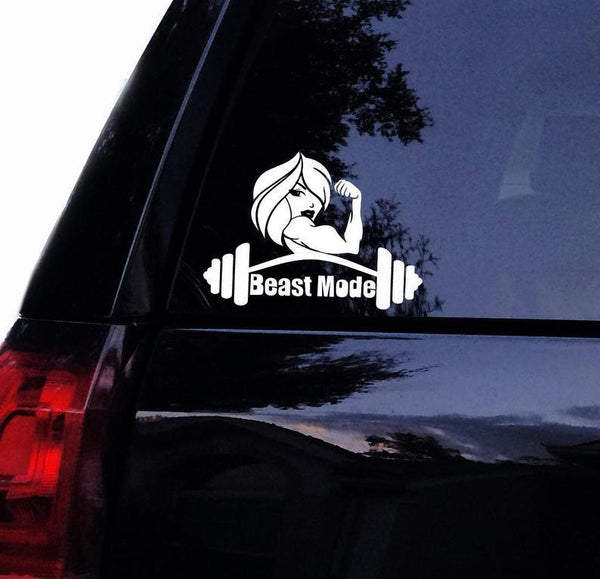 Barbell Beast Mode Car Decal Sticker | Waterproof | PVC Vinyl | CS1150-BehighStyle