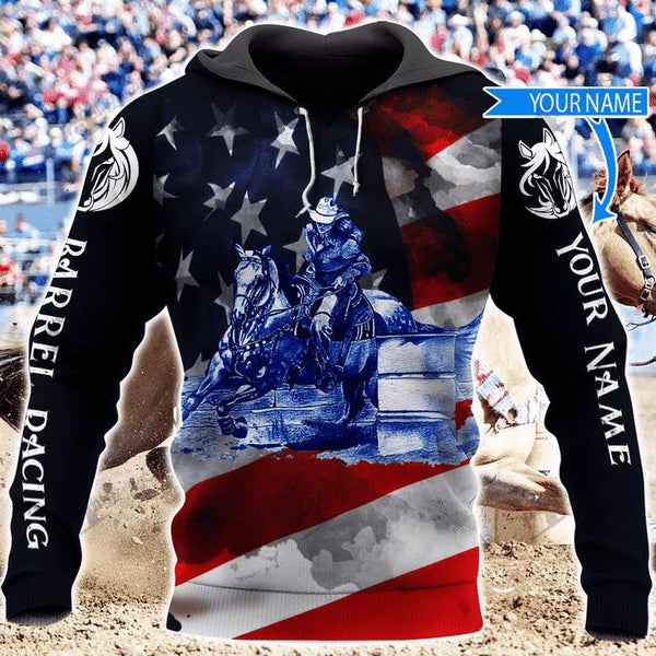 Barrel Racing American Flag Custom Name 3D All Over Print | Adult | CN245