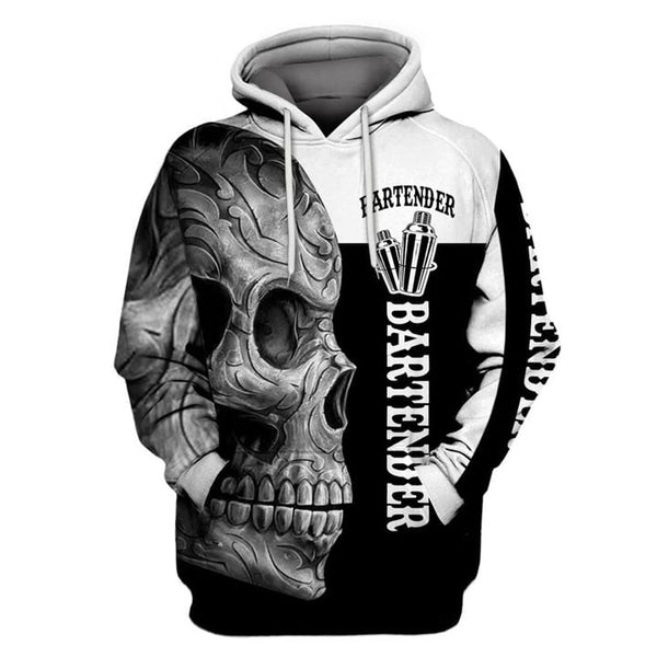 Bartender Skull Black And White 3D All Over Print | Adult | HP2928