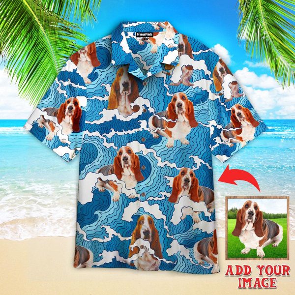 Basset Hound Dog Beach Custom Photo Hawaiian Shirt | P326