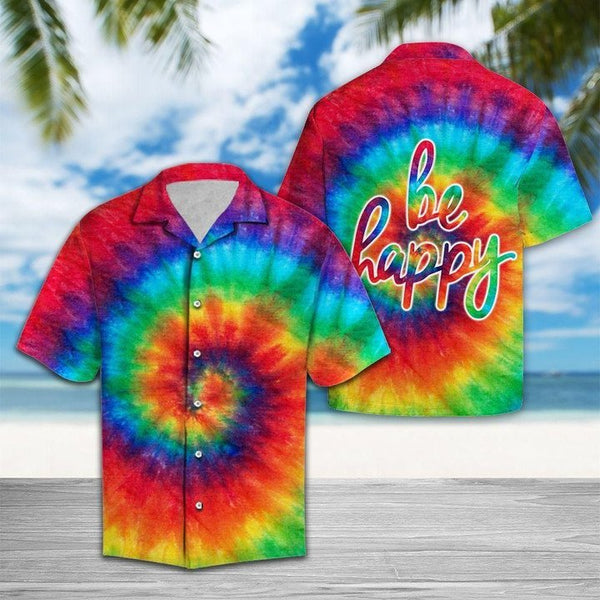 Be Happy Tie Dye Aloha Hawaiian Shirt | For Men & Women | HW1473-BehighStyle