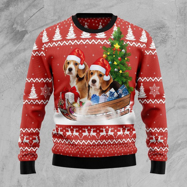 Beagle Dashing Dog Ugly Christmas Sweater | For Men & Women | Adult | US1441-BehighStyle