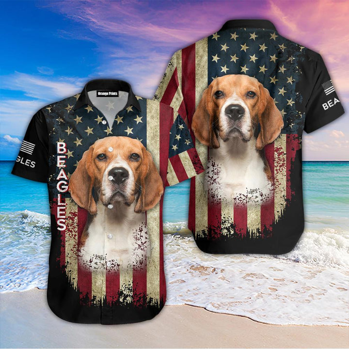 Beagle Dog American Flag Aloha Hawaiian Shirt | For Men & Women | HW563-BehighStyle