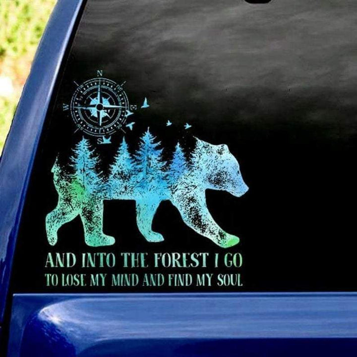 Bear And Into The Forest Car Decal Sticker | Waterproof | PVC Vinyl | CS1129-BehighStyle