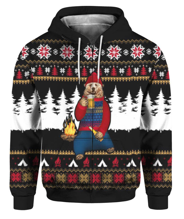 Bear Campfire Christmas 3D All Over Print | For Men & Women | Adult | HP1546-BehighStyle