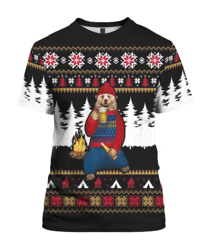 Bear Campfire Christmas 3D All Over Print | For Men & Women | Adult | HP1546-BehighStyle