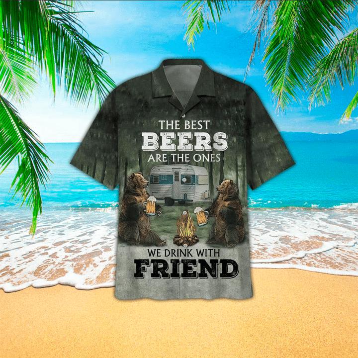 Bear Go Camping And Drink Beer With Friend Hawaiian Shirt | For Men & Women | HW1261-BehighStyle