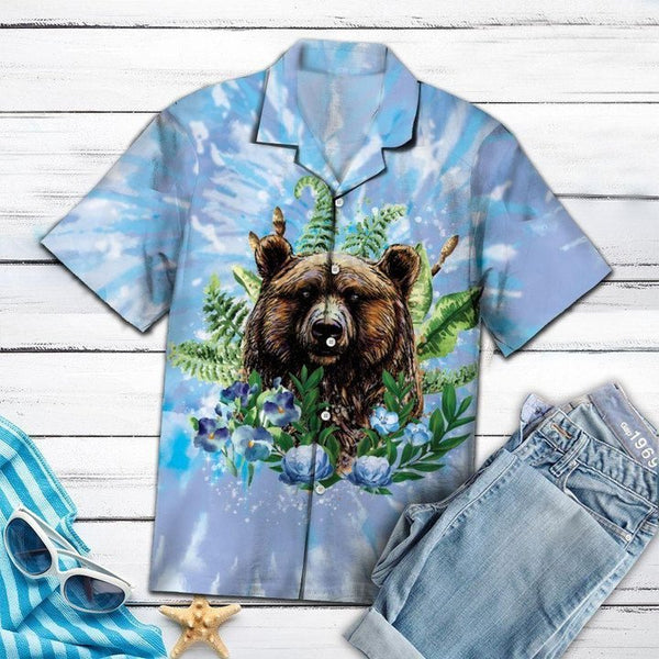 Bear Tie Dye Aloha Hawaiian Shirt | For Men & Women | HW1481-BehighStyle