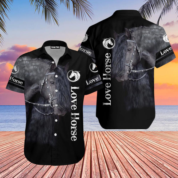 Beautiful Black Horsef Hawaiian Shirt | For Men & Women | HW1909-BehighStyle