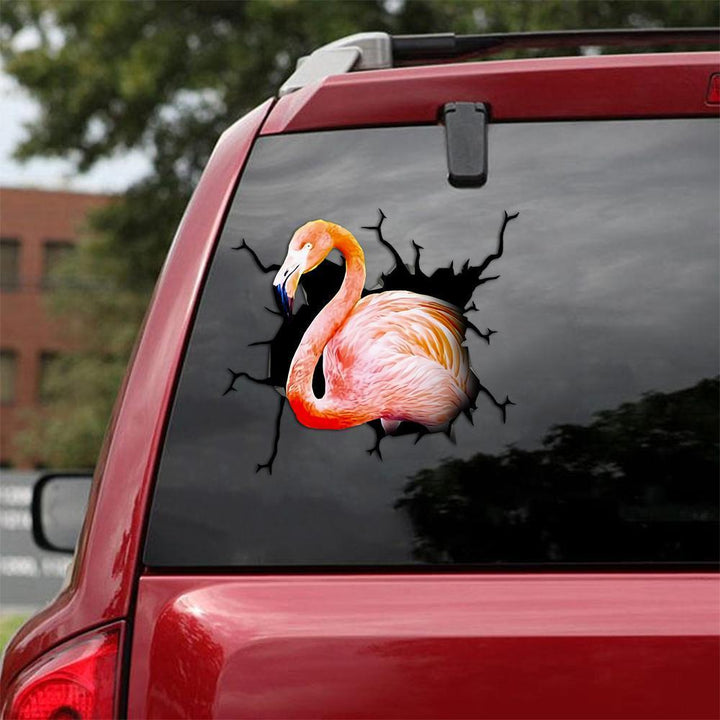 Beautiful Flamingo Cracked Car Decal Sticker | Waterproof | PVC Vinyl | CCS1663-BehighStyle