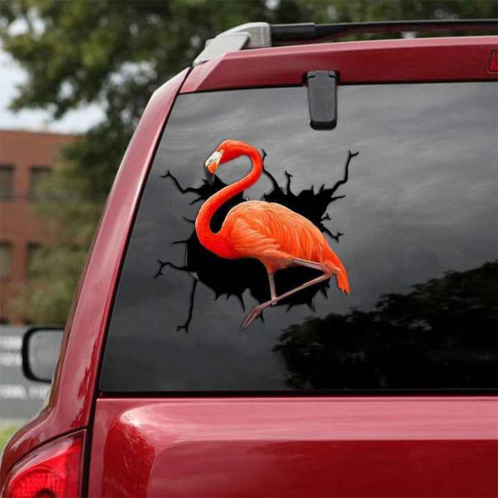 Beautiful Flamingo Cracked Car Decal Sticker | Waterproof | PVC Vinyl | CCS1671-BehighStyle