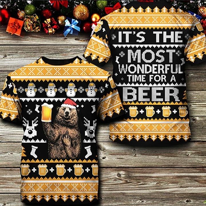 Beer And ChristmasHoodie 3D All Over Print | For Men & Women | Adult | HP700-BehighStyle