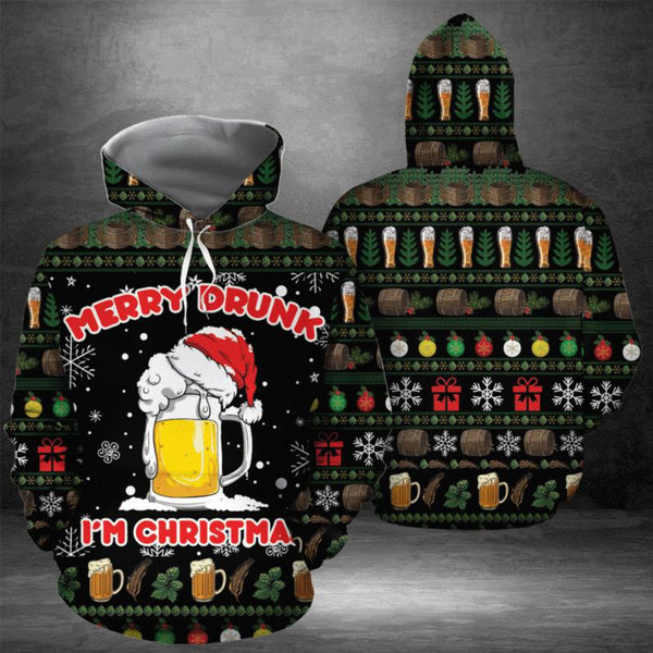 Beer Merry Drunk I'm Christmas 3D All Over Print | For Men & Women | Adult | HP1301-BehighStyle