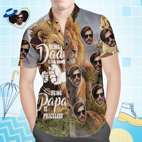 Being A Dad Is A Honor Being A Papa Is Priceless Custom Photo Hawaiian Shirt | P114