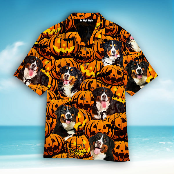 Bernese Mountain Dog Halloween Hawaiian Shirt With Pocket| SP1040