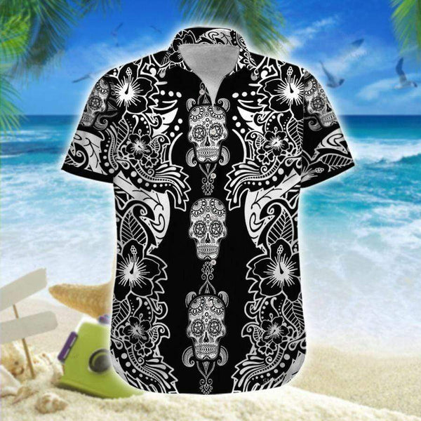 Bicycle Skull Pattern Art Aloha Hawaiian Shirt | For Men & Women | HW924-BehighStyle