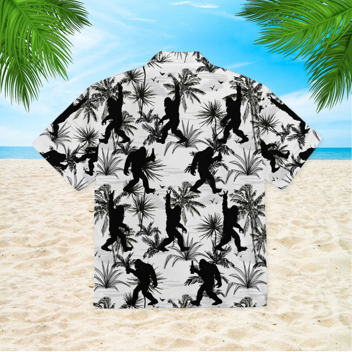 Bigfoot Black and White Hawaiian Shirt | For Men & Women | HW328-BehighStyle