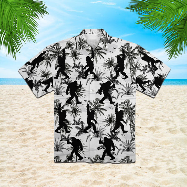 Bigfoot Black and White Hawaiian Shirt | For Men & Women | HW328-BehighStyle