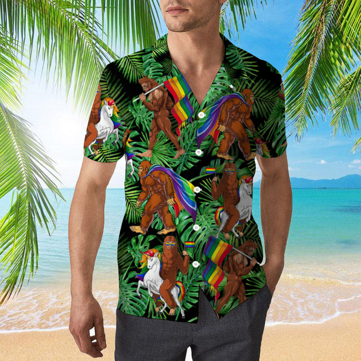 Bigfoot Gay Proud Of LGBT Rainbow Flag Hawaiian Shirt | For Men & Women | HW1991-BehighStyle