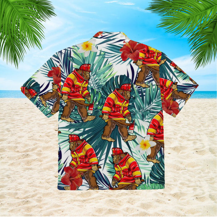 Bigfoot Proud Firefighter Summer Vibe Tropical Camping Hawaiian Shirt | For Men & Women | HW2184-BehighStyle