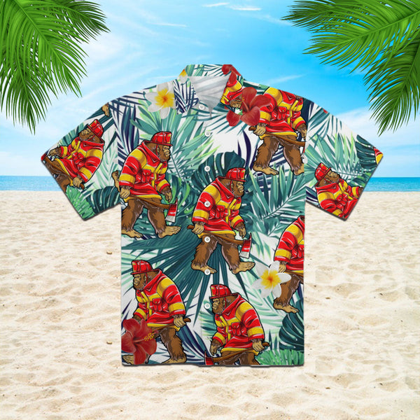 Bigfoot Proud Firefighter Summer Vibe Tropical Camping Hawaiian Shirt | For Men & Women | HW2184-BehighStyle