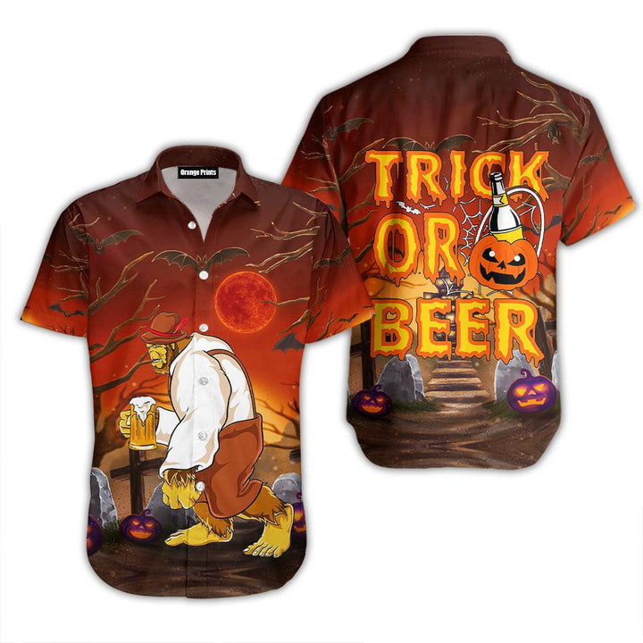 Bigfoot Trick Or Beer Halloween Hawaiian Shirt | For Men & Women | HW2646-BehighStyle