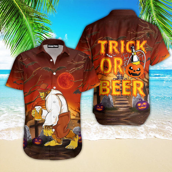 Bigfoot Trick Or Beer Halloween Hawaiian Shirt | For Men & Women | HW2646-BehighStyle