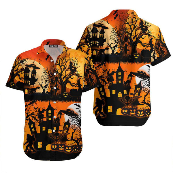 Bigfoot UFO Cat Halloween Hawaiian Shirt | For Men & Women | HW2571-BehighStyle