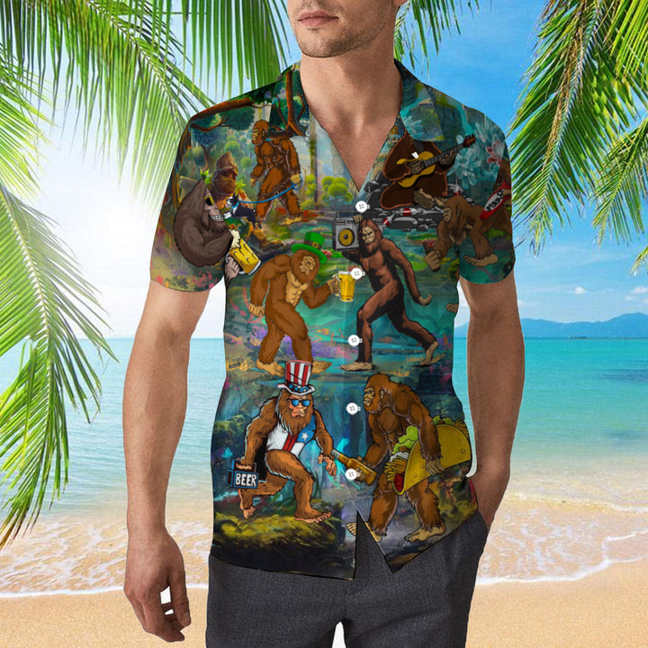 Bigfoots Go Camping With Beer Hawaiian Shirt | For Men & Women | HW2031-BehighStyle