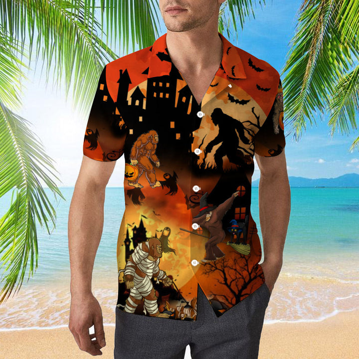 Bigfoots Play In Halloween Night Hawaiian Shirt | For Men & Women | HW1976-BehighStyle