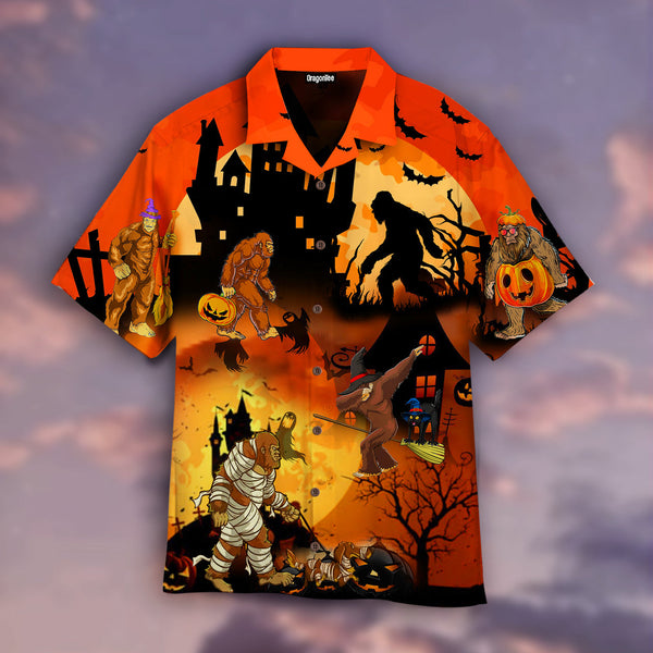 Bigfoots Play In Halloween Night Hawaiian Shirt | For Men & Women | HW1976-BehighStyle