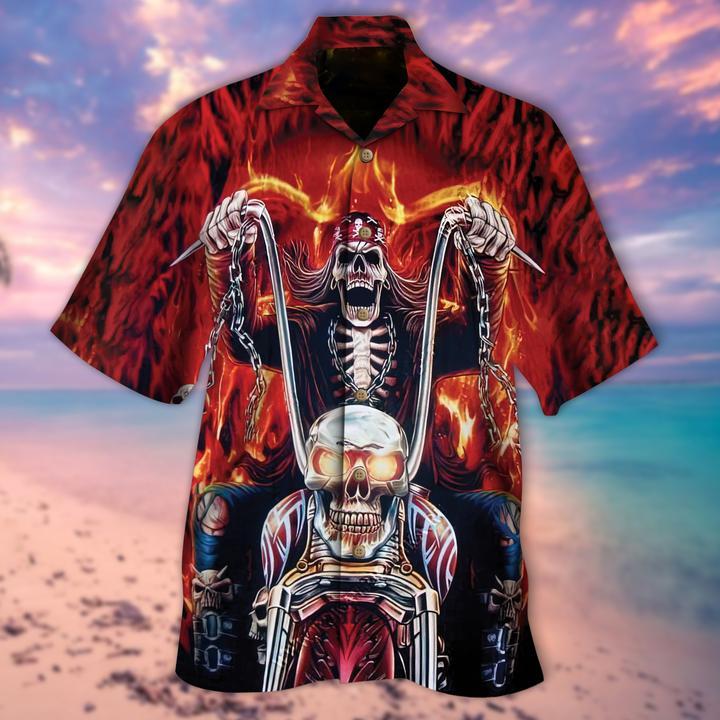 Biker Skull Halloween Hawaiian Shirt | For Men & Women | HW2821-BehighStyle