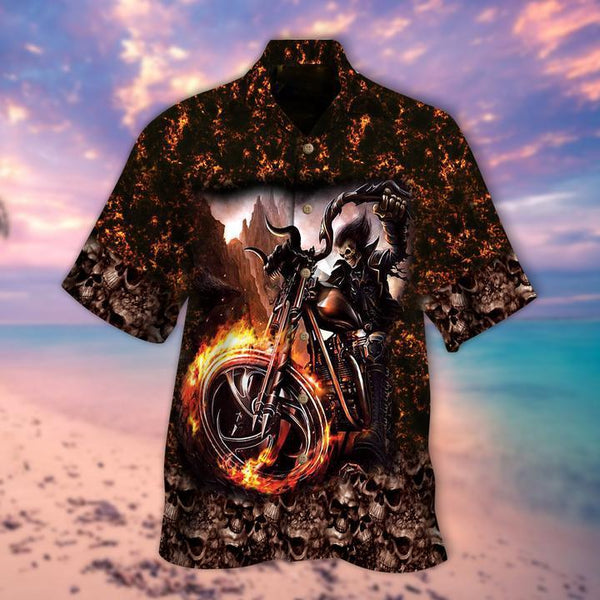 Biker Skull Halloween Hawaiian Shirt | HW2830