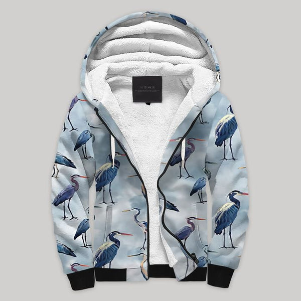 Birdwatching Blue Fleece Zip Hoodie All Over Print | FZ720