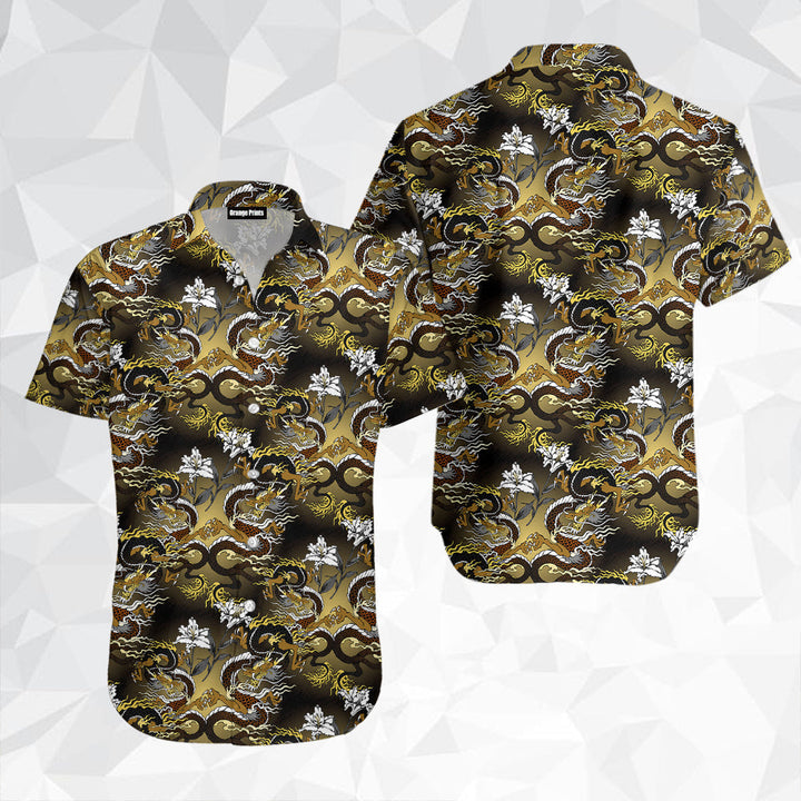 Black And Gold Asian Dragon Aloha Hawaiian Shirt | For Men & Women | WT9037-BehighStyle