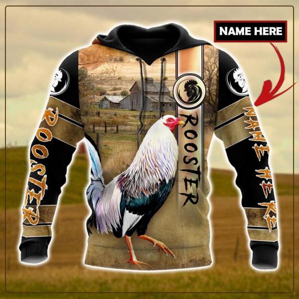 Black And White Rooster In The Farm Custom Name 3D All Over Print | For Men & Women | Adult | CN173-BehighStyle