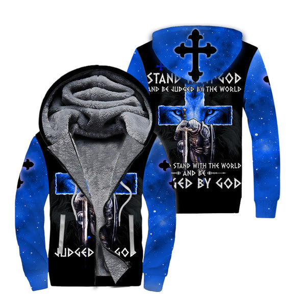 Black Blue God Jesus Fleece Zip Hoodie All Over Print | FZ483