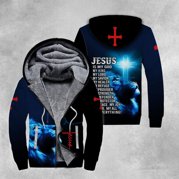 Black Blue Jesus Easter Fleece Zip Hoodie All Over Print | FZ484