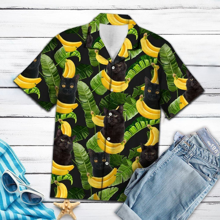 Black Cat Banana Black Green Nice Hawaiian Shirt | For Men & Women | HW1363-BehighStyle