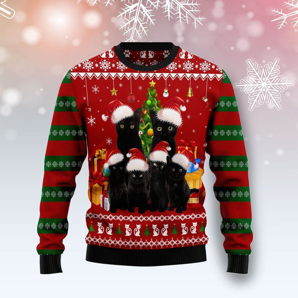 Black Cat Family Christmas Ugly Christmas Sweater | Adult | US2045