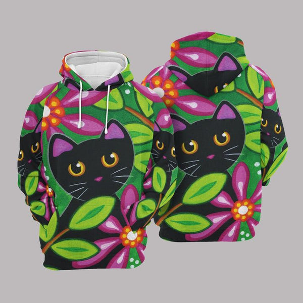 Black Cat Flower 3D All Over Print | For Men & Women | Adult | HP1685-BehighStyle