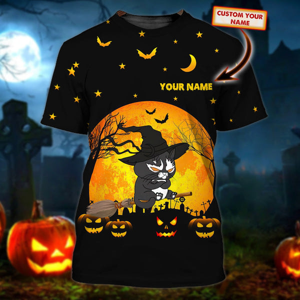 Black Cat Halloween Custom Name 3D All Over Print | Adult | CN351