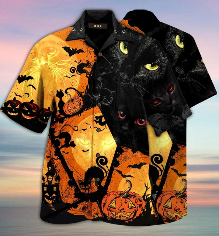 Black Cat Halloween Hawaiian Shirt | For Men & Women | HW1893-BehighStyle