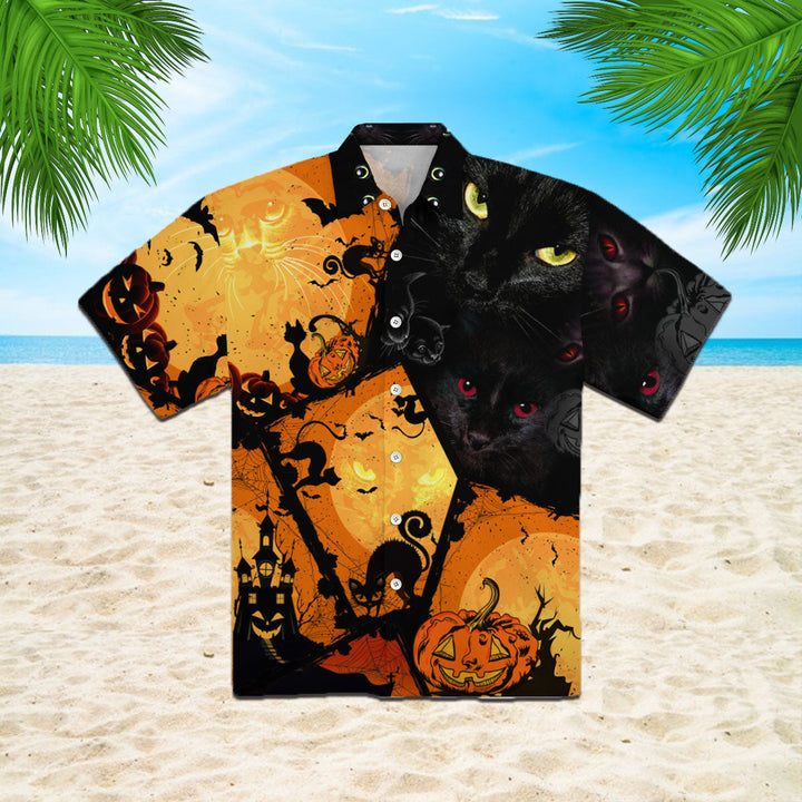 Black Cat Halloween Hawaiian Shirt | For Men & Women | HW1893-BehighStyle