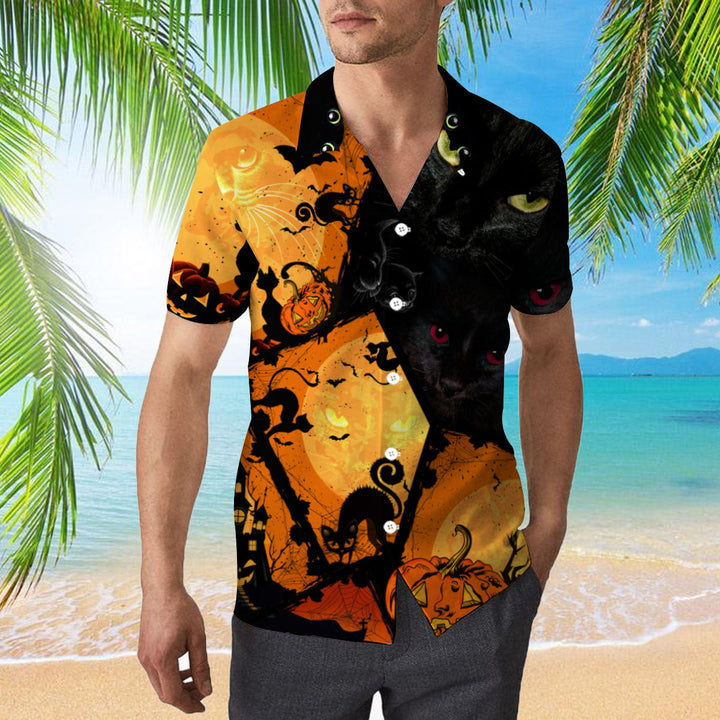 Black Cat Halloween Hawaiian Shirt | For Men & Women | HW1893-BehighStyle